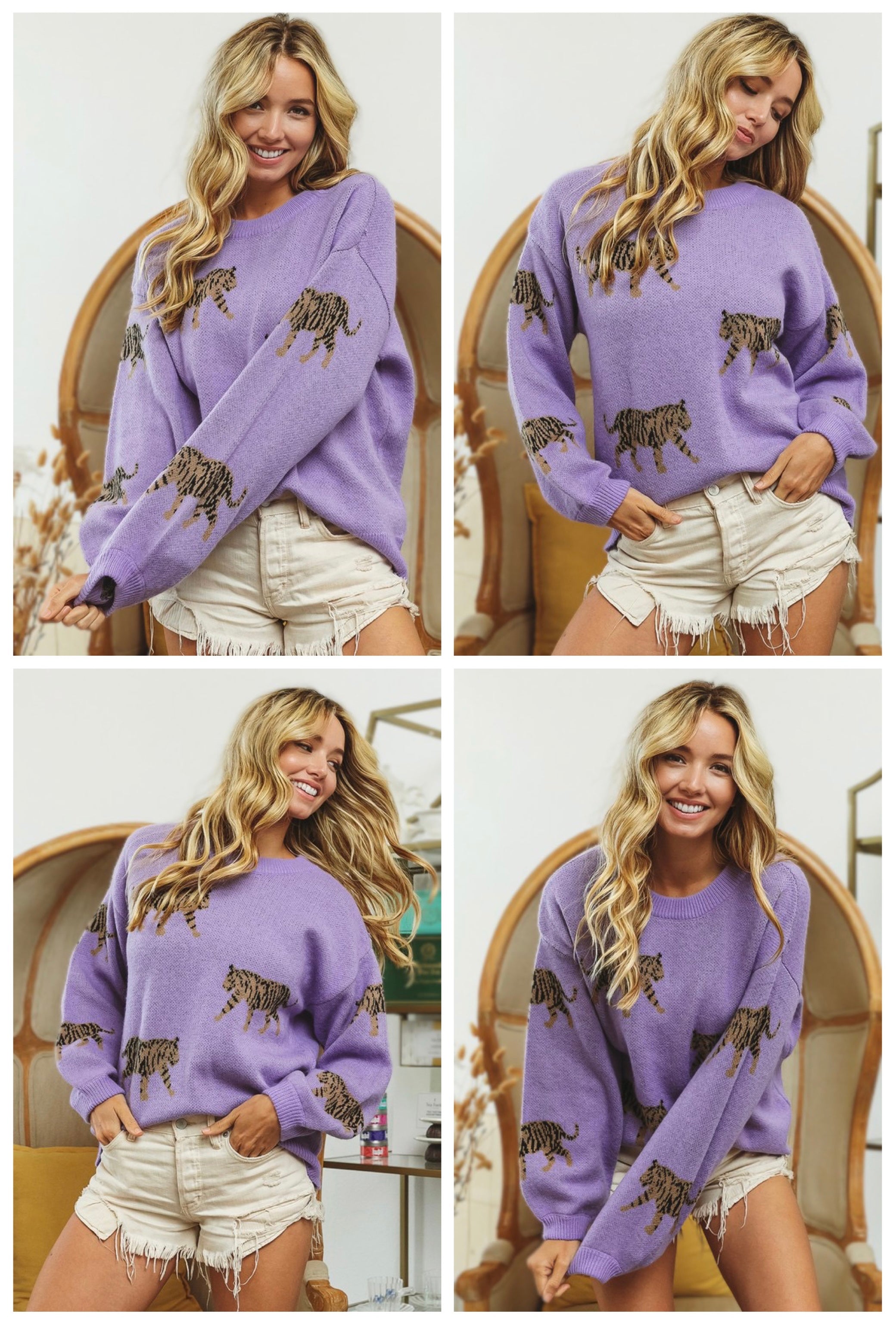 Tabitha Tiger Pattern Knit Sweater