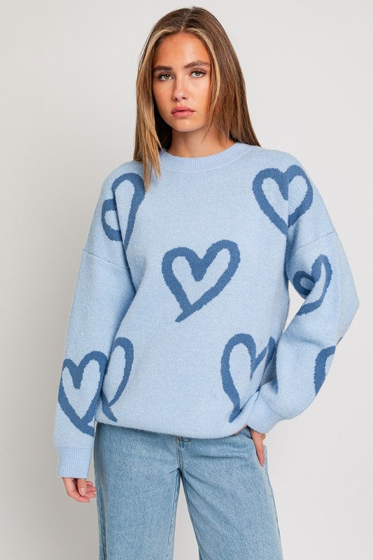 Bianca Heart Pattern Knit Sweater
