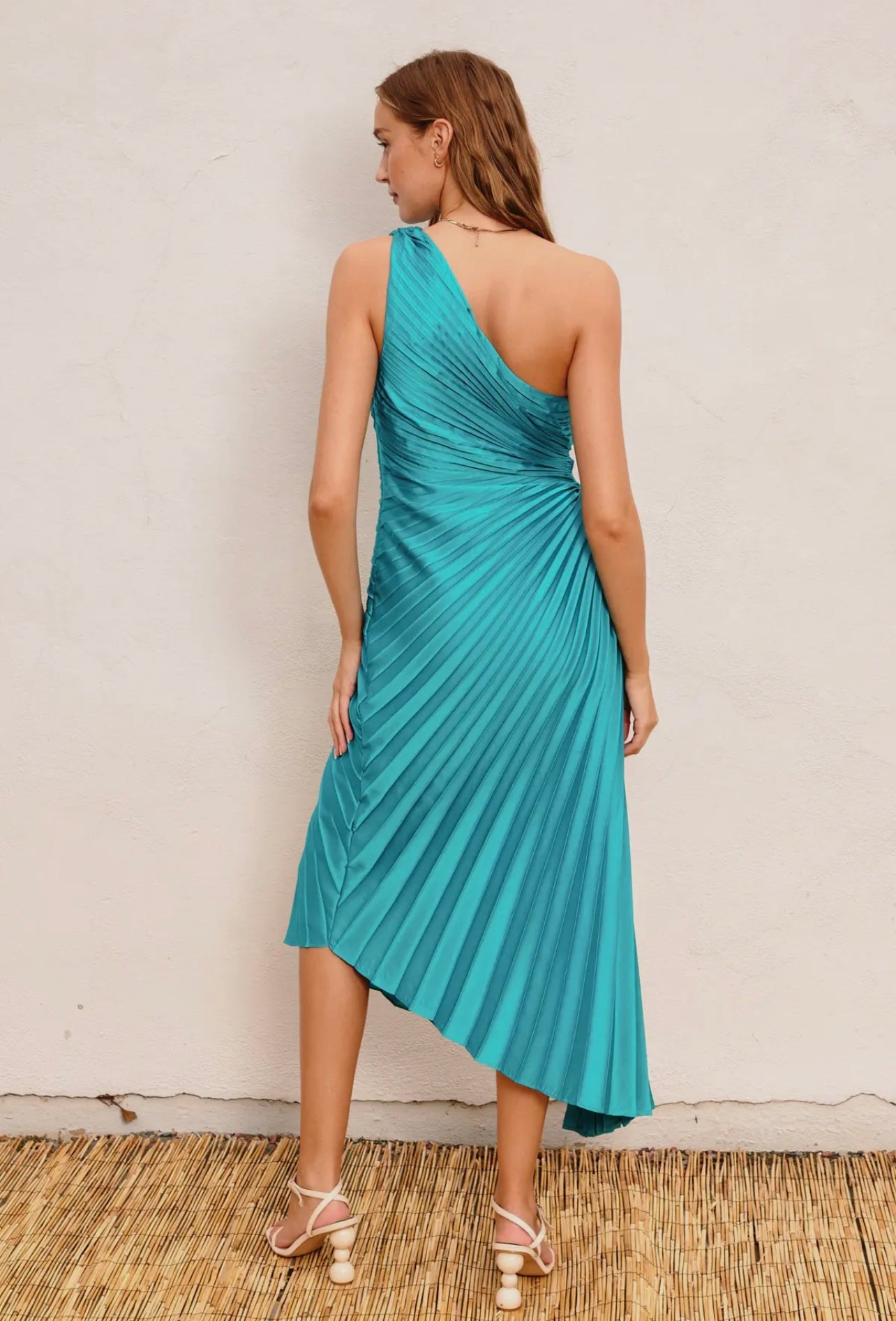 Olympia Single Shoulder Pleated Maxi Dress